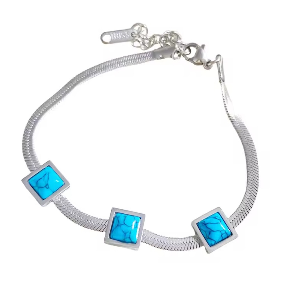Sterling Silver Turquoise Snake Chain Bracelet